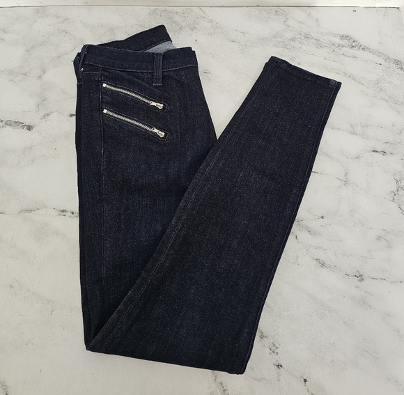 J Brand Carina Zipper Skinny High Rise Dark Blue Jeans 26 Preowned - Picture 4 of 11